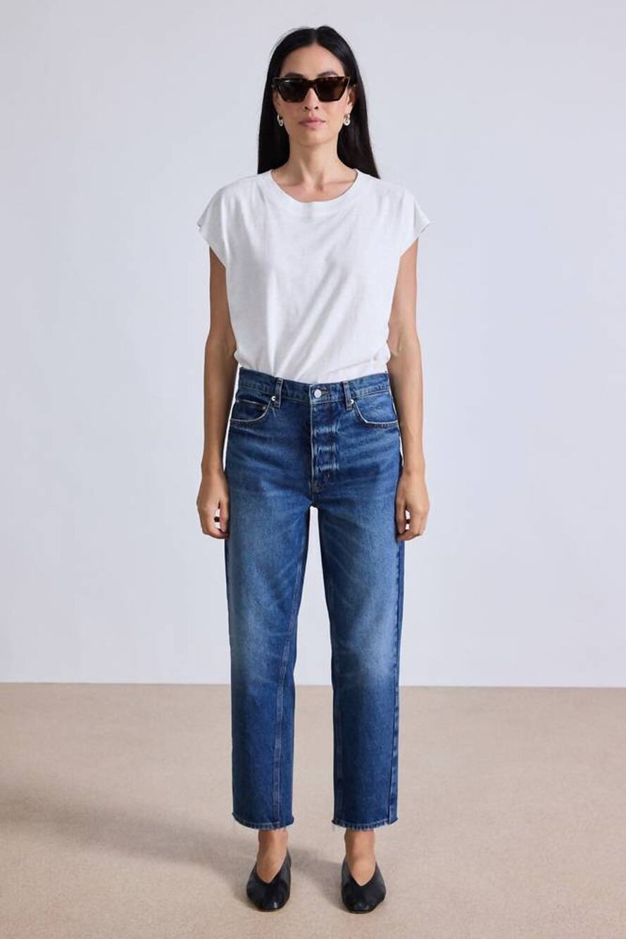 APIECE APART Mensy Mid Rise Jean Vintage Blue Wash 27 NWT Minimal Relaxed